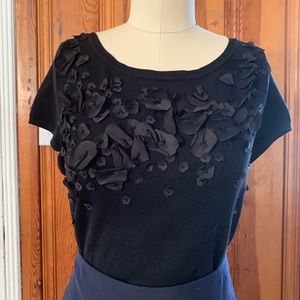 WHITE / BLACK house market Black flower top XS